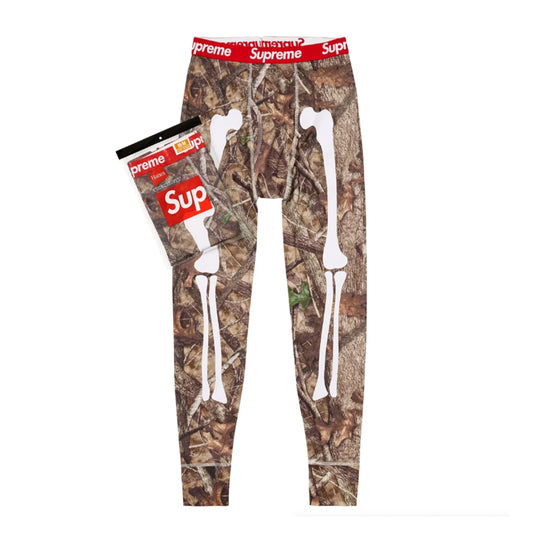 Supreme Hanes FALL-WINTER 2024 Woodland Camouflage Bones Thermal Crew Pants (XXL)