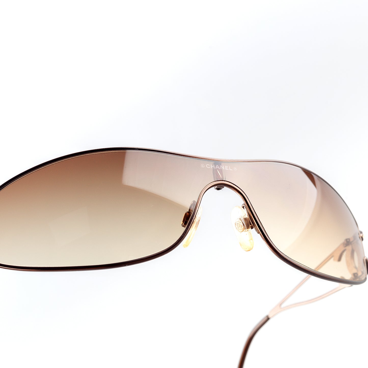 Chanel 4073-B Swarovski Crystals Vintage Shield Bronze Sunglasses