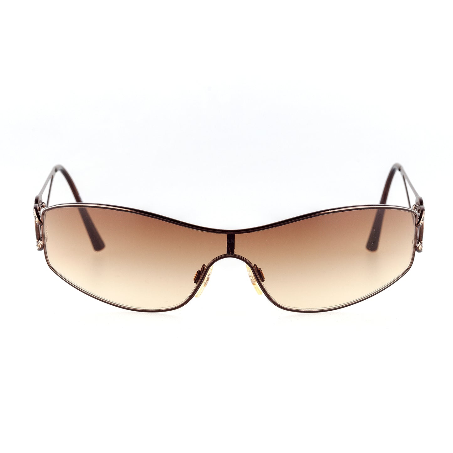 Chanel 4073-B Swarovski Crystals Vintage Shield Bronze Sunglasses