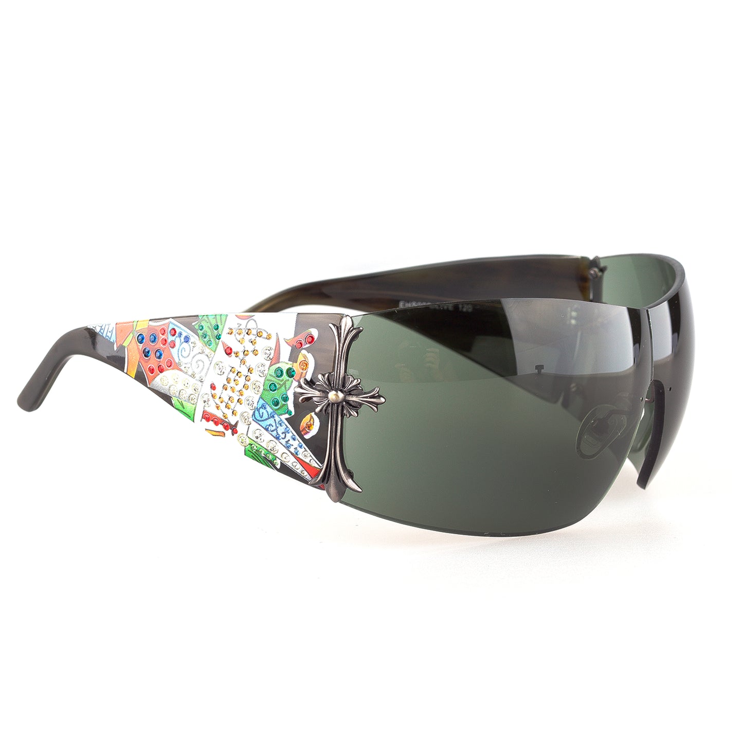 Ed Hardy by Christian Audigier EH0008 Olive Cross Shield Vintage Tattoo Sunglasses