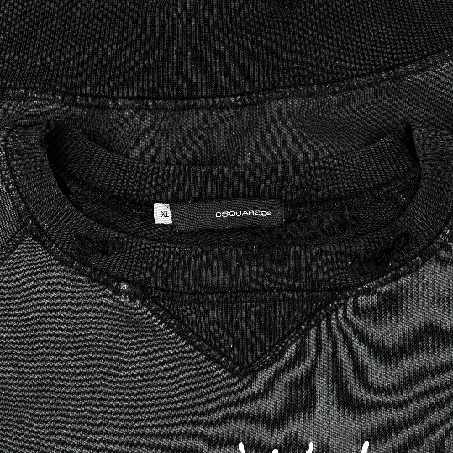 DSQUARED2 “Jesus Is Life” Vintage Black Sweatshirt Distressed Top (XL)