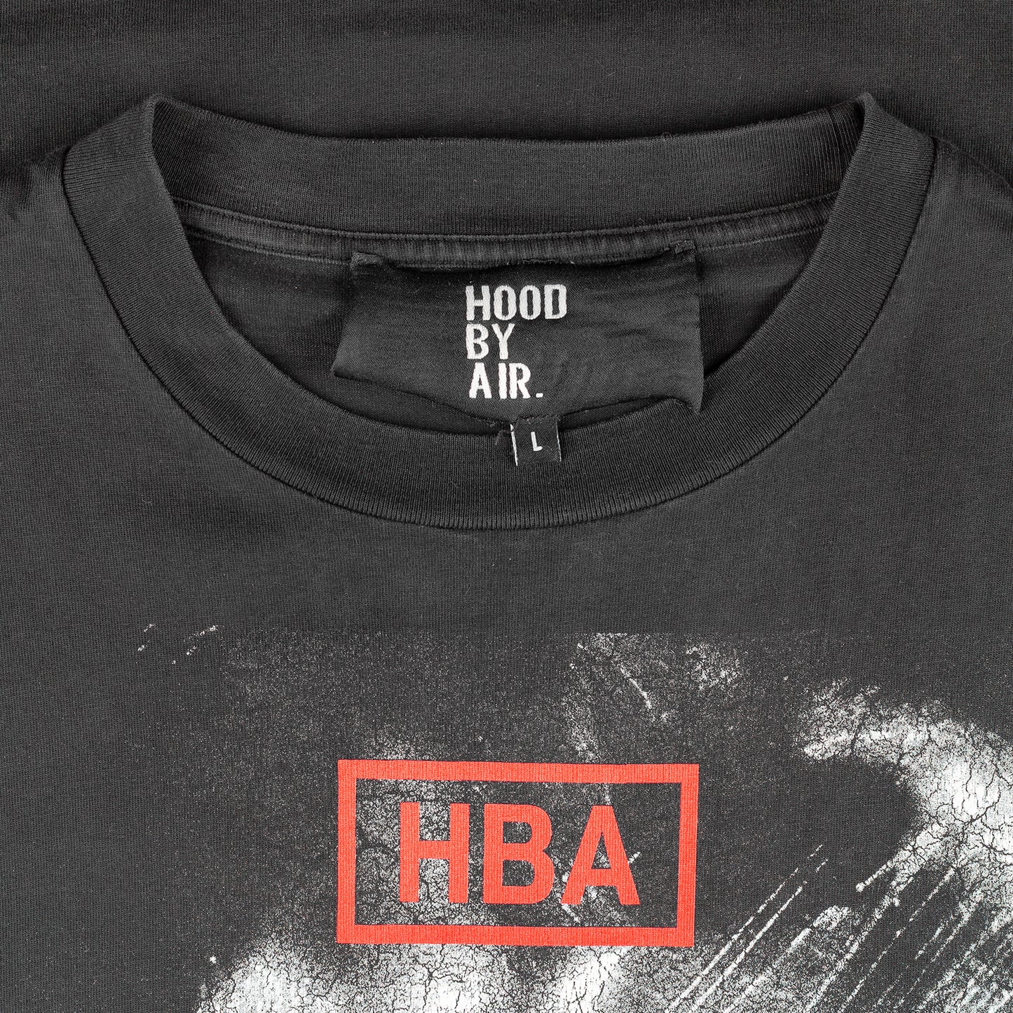 HBA Hood By Air Black Crackle Print T-Shirt (L)