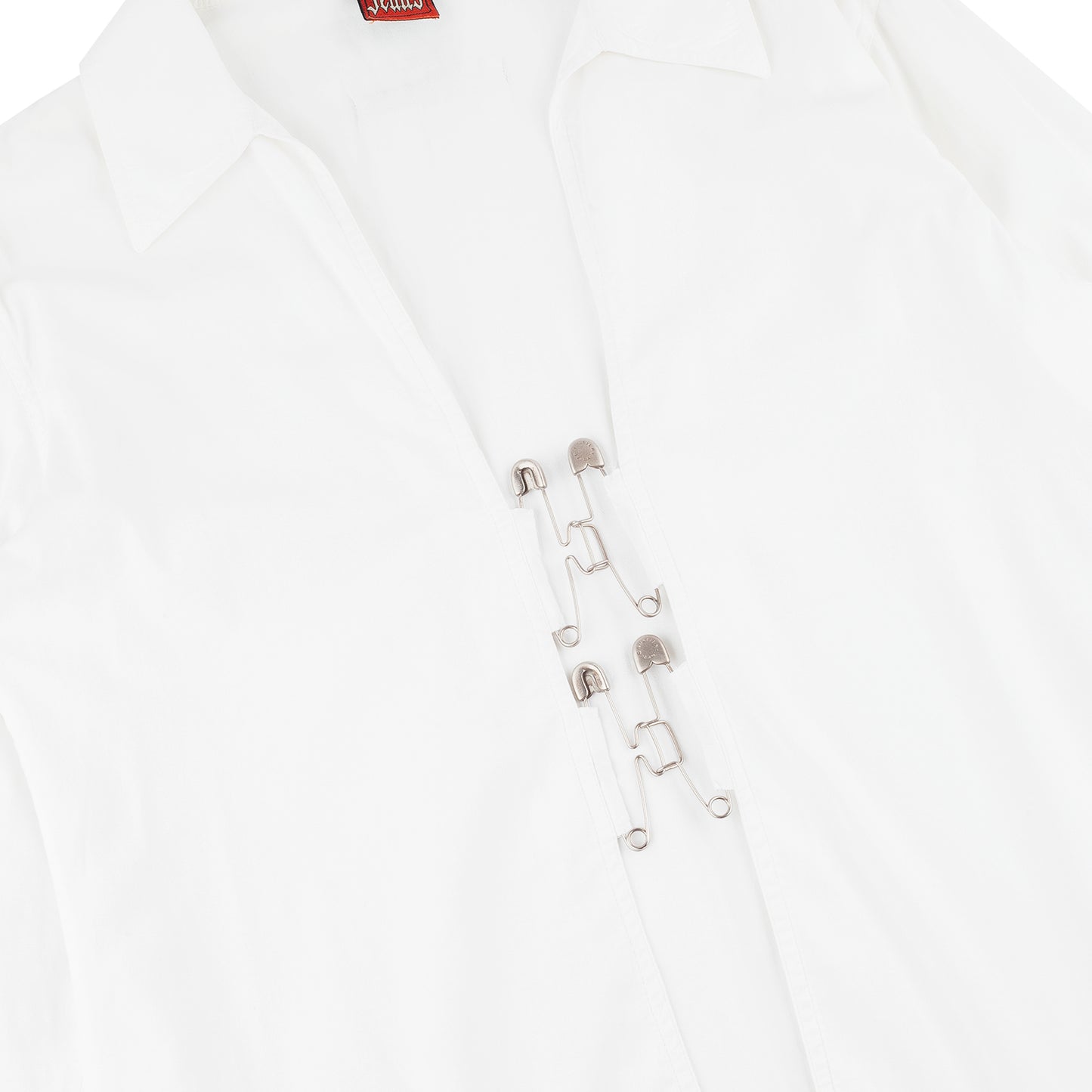 Jean Paul Gaultier Vintage White Shirt with Safety Pin Hook Closures (L)