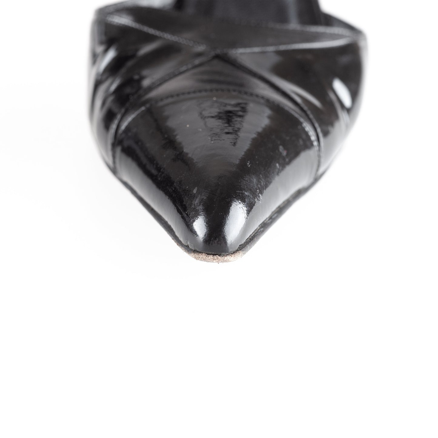 Chanel Black Leather Pointed Toe Lace Up Heels