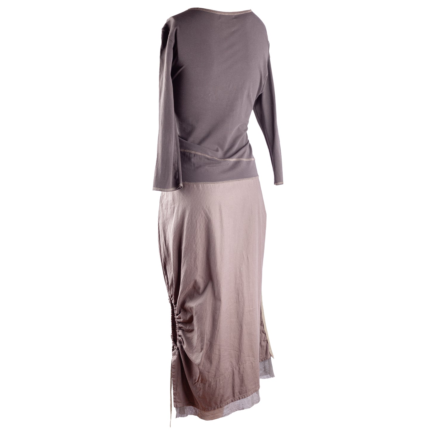 Cop Copine Vintage Asymmetrical Brown/Grey Maxi Dress (M)