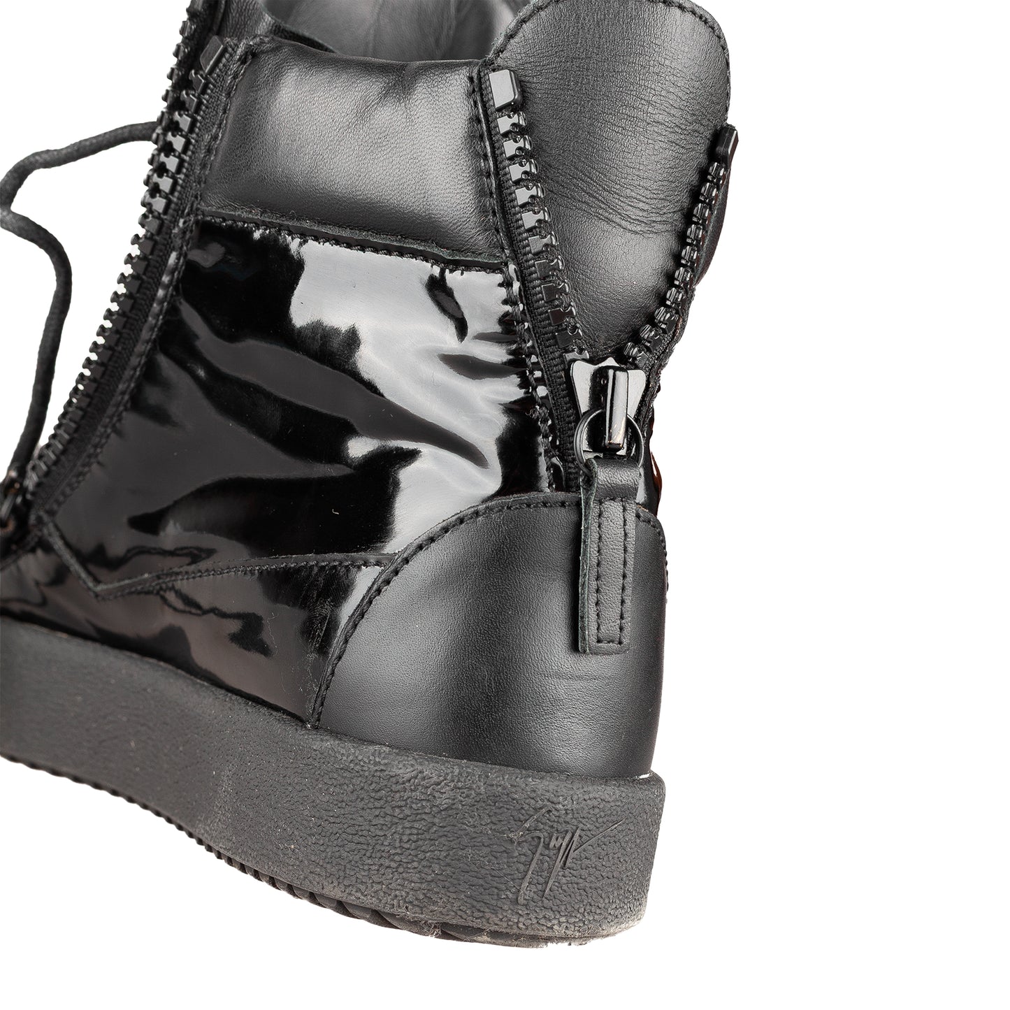 Giuseppe Zanotti Black Homme Patent May London High-Top Sneakers (39 IT/ 40 EU)