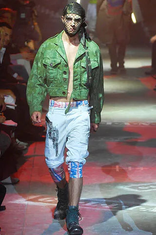 John Galliano S/S 2008 Gun & Crucifix Graphic Red Polo Shirt