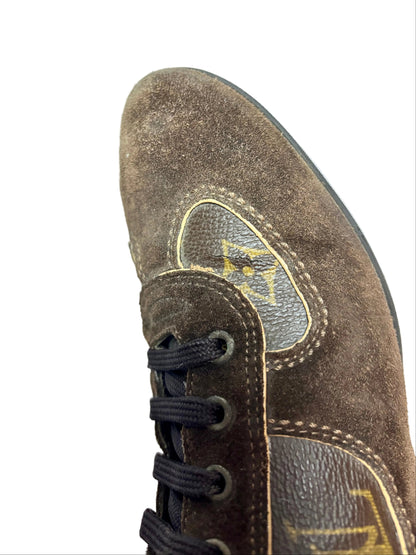 Louis Vuitton Brown Suede And Monogram Canvas Energie Low Top Sneakers