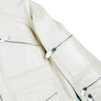 Blumarine Nude Multipocket Cropped Leather Jacket