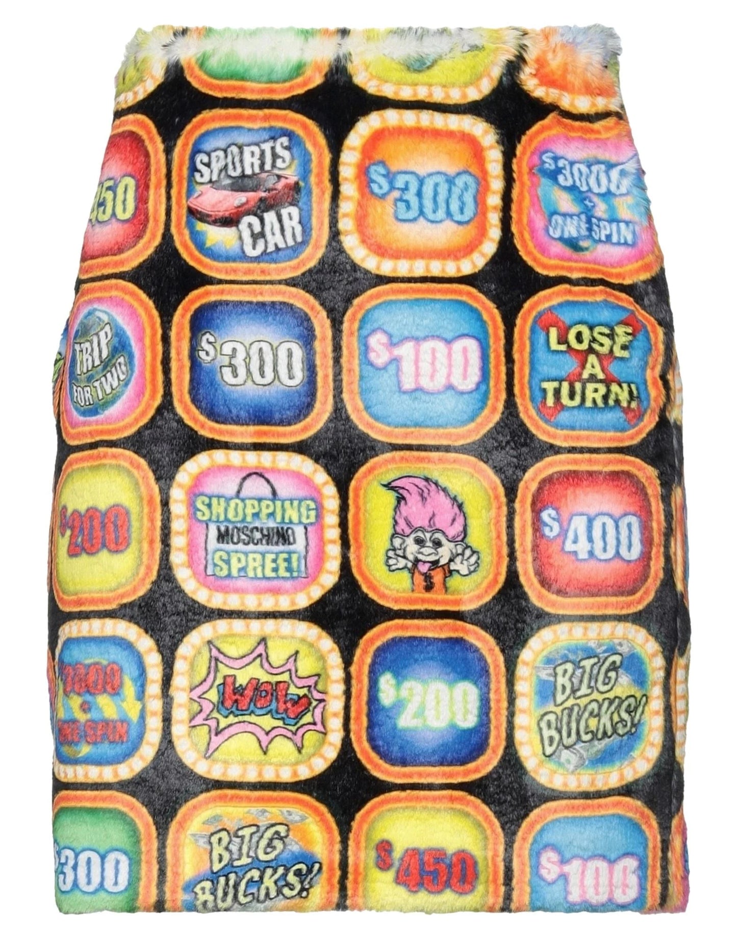 Moschino Couture AW 2019 "Good Luck Trolls" Fur Midi Skirt