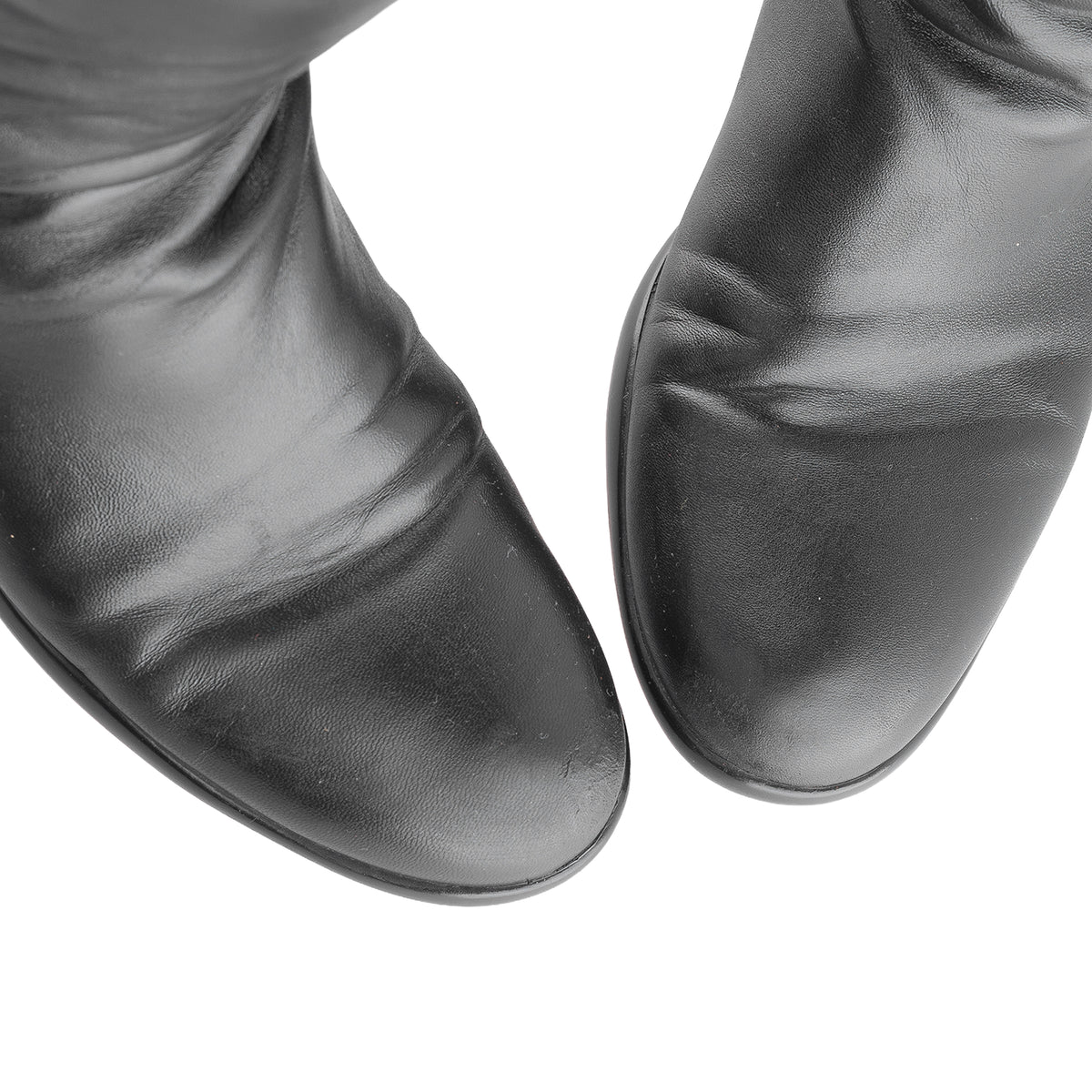 Prada Sport Black Leather Knee-High Flat Boots