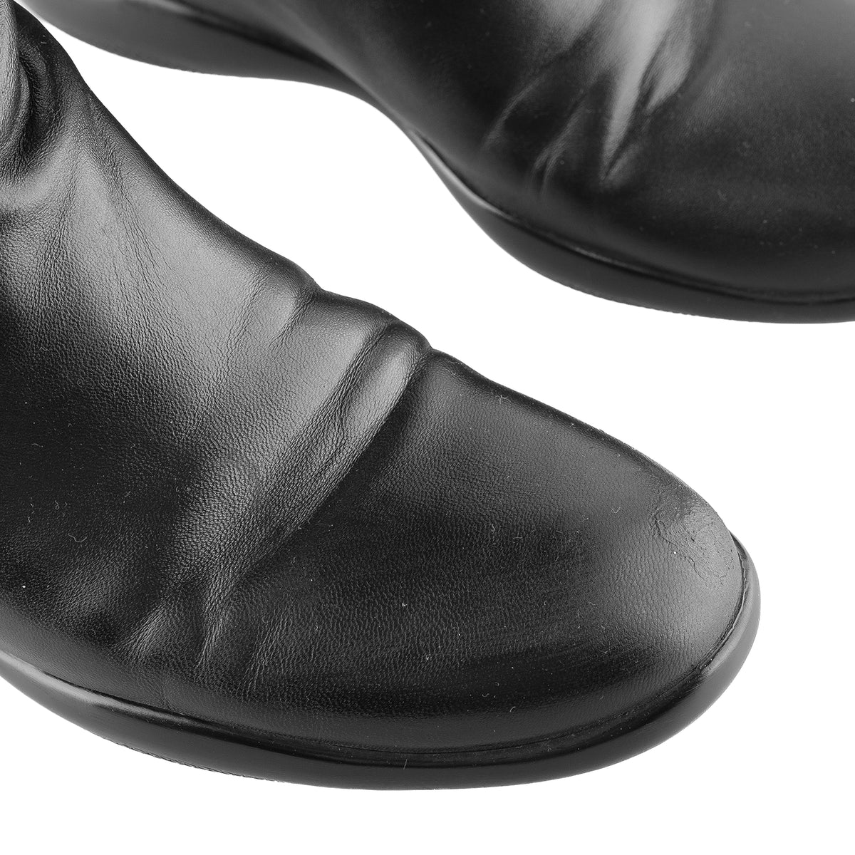 Prada Sport Black Leather Knee-High Flat Boots