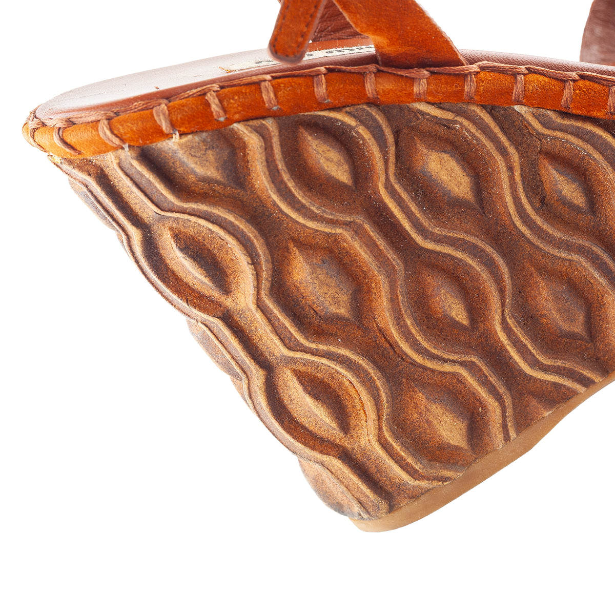 Miu Miu Orange Suede Embossed Platform Wedge Sandals