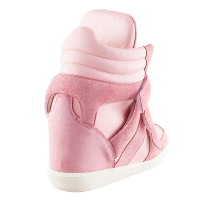 Philipp Plein Pink Suede Crystal Skull Wedge Sneakers