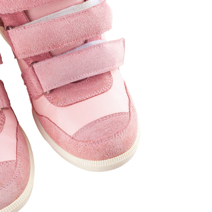 Philipp Plein Pink Suede Crystal Skull Wedge Sneakers