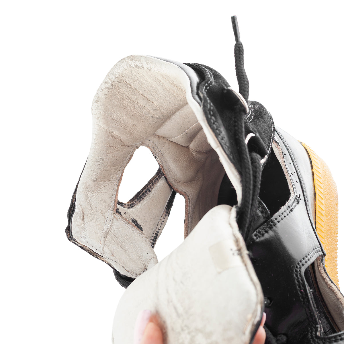 Maison Martin Margiela Replica Cut-Out Black Leather High-Top Sneakers
