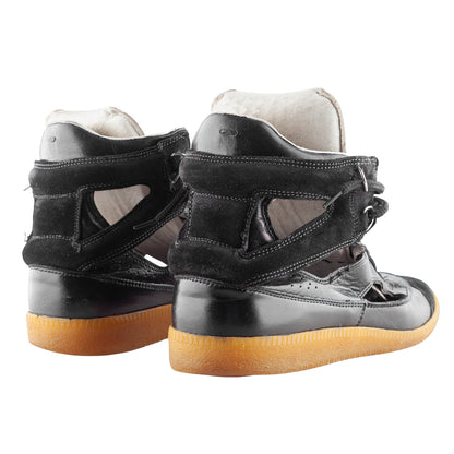 Maison Martin Margiela Replica Cut-Out Black Leather High-Top Sneakers