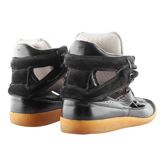 Maison Martin Margiela Replica Cut-Out Black Leather High-Top Sneakers