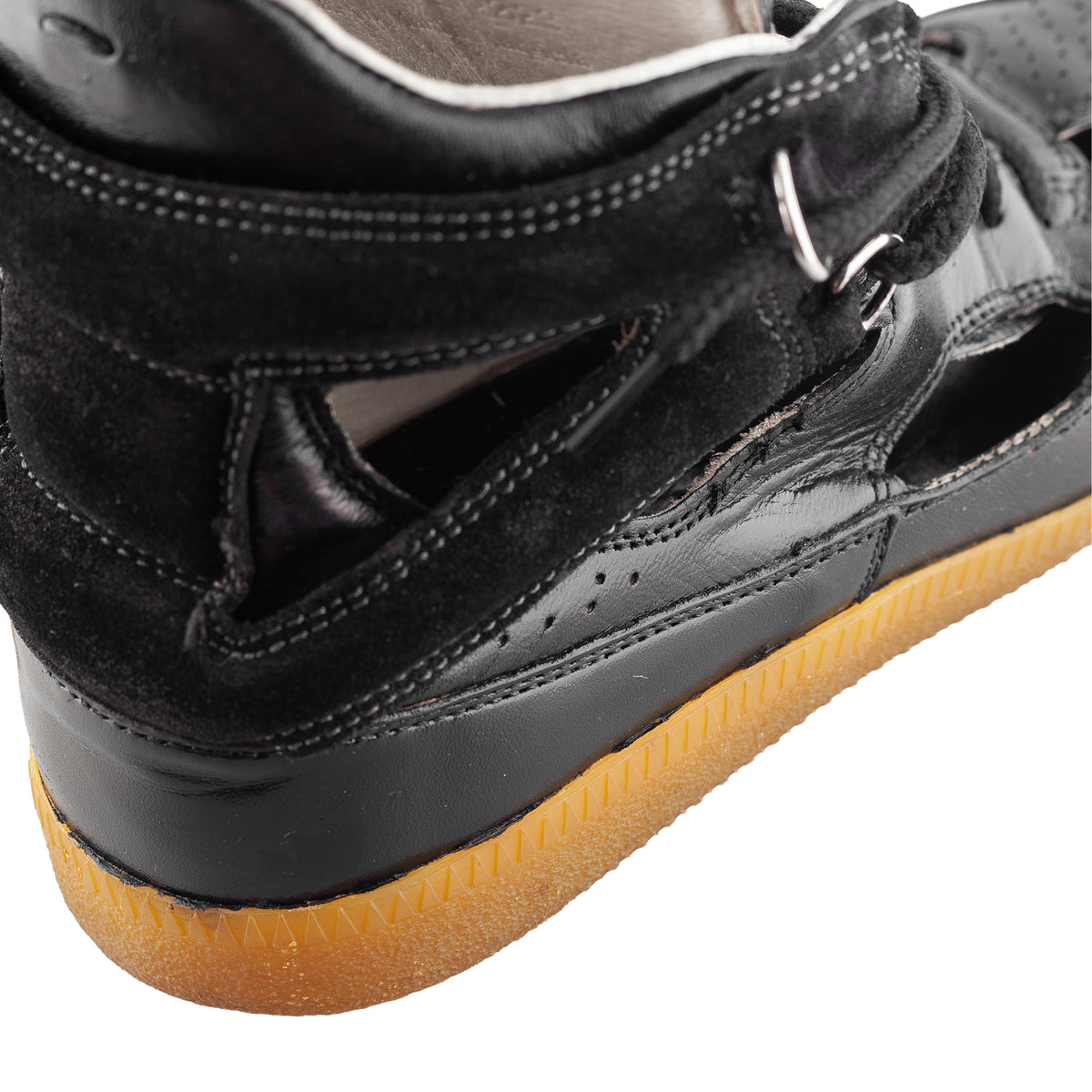 Maison Martin Margiela Replica Cut-Out Black Leather High-Top Sneakers