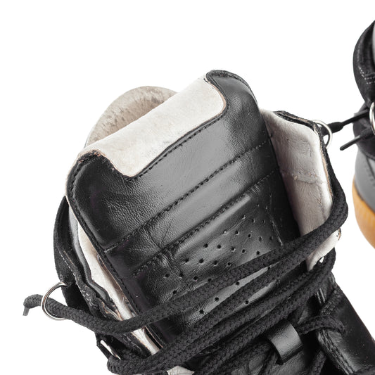 Maison Martin Margiela Replica Cut-Out Black Leather High-Top Sneakers