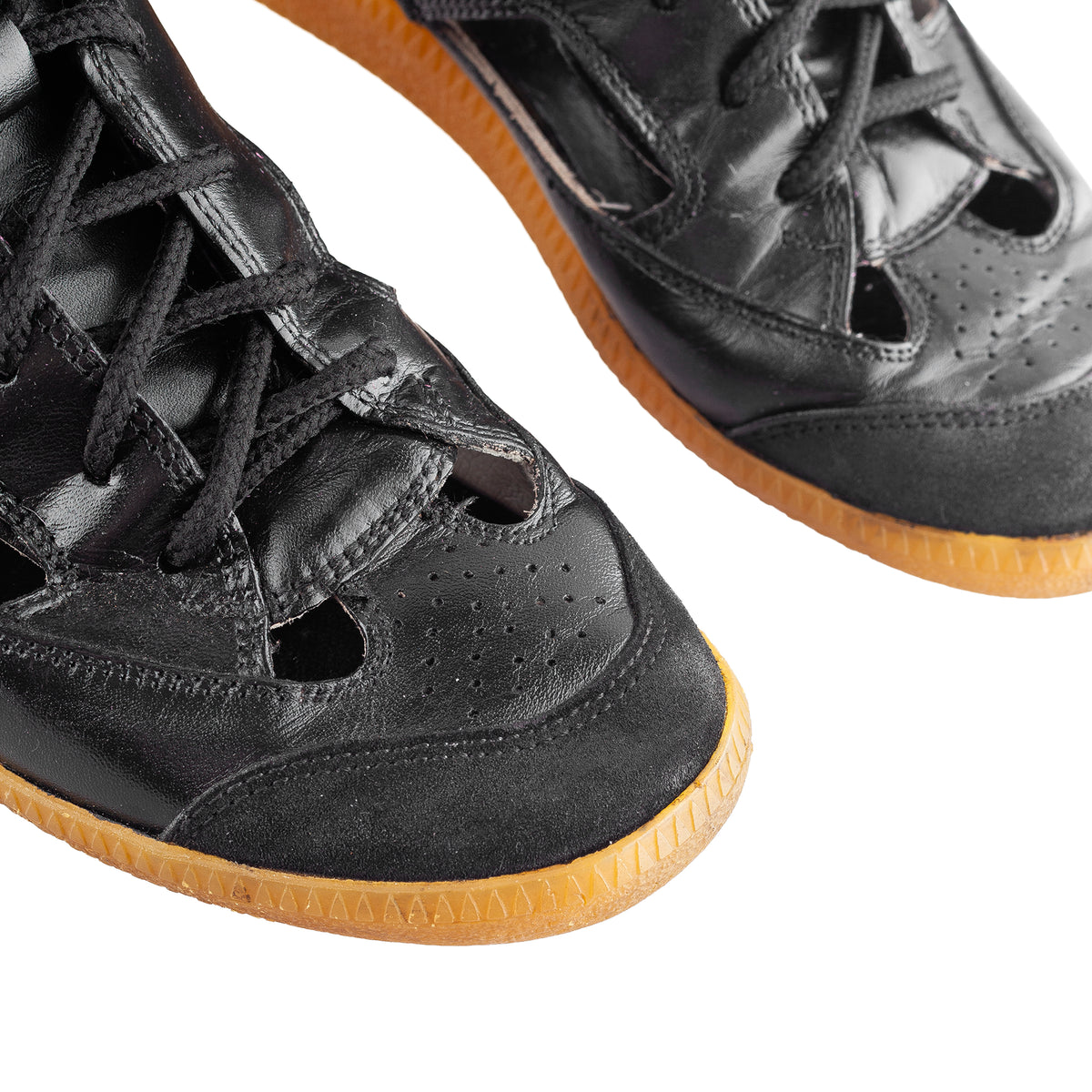 Maison Martin Margiela Replica Cut-Out Black Leather High-Top Sneakers