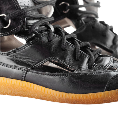 Maison Martin Margiela Replica Cut-Out Black Leather High-Top Sneakers