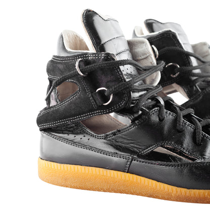 Maison Martin Margiela Replica Cut-Out Black Leather High-Top Sneakers