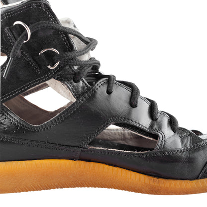 Maison Martin Margiela Replica Cut-Out Black Leather High-Top Sneakers