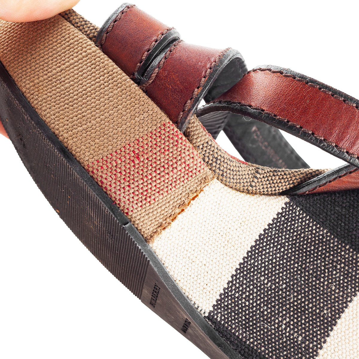 Burberry 2014 Nova Check Canvas & Leather Platform Wedge Sandals