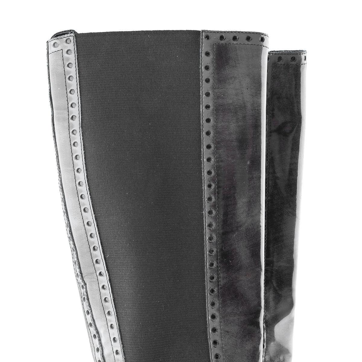 Gucci Black Leather Brogue Knee-High Boots
