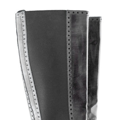 Gucci Black Leather Brogue Knee-High Boots