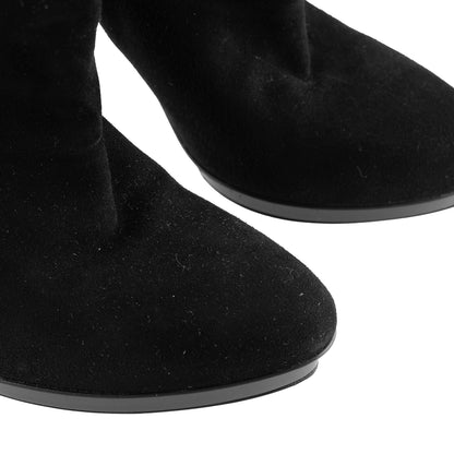 Gucci Black Suede Fold-Over Platform Stiletto Ankle Boots