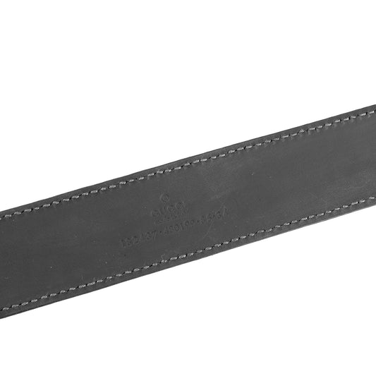 Gucci Vintage Black Leather Interlocking GG Logo Buckle Belt