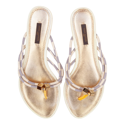 Louis Vuitton Damier Azur Rope Strap Flat Sandals
