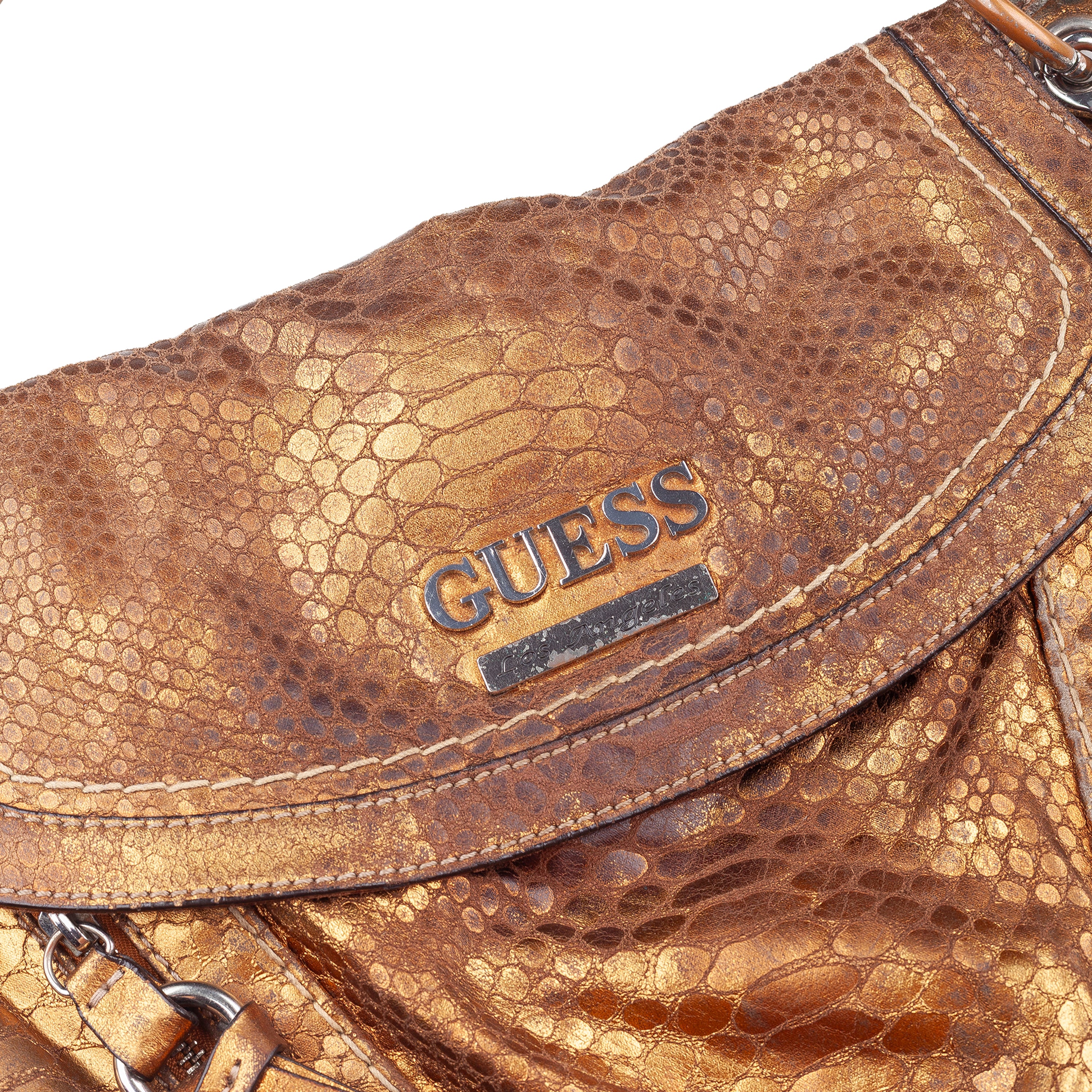 GUESS Vintage Metallic Gold Snakeskin-Effect Shoulder Bag
