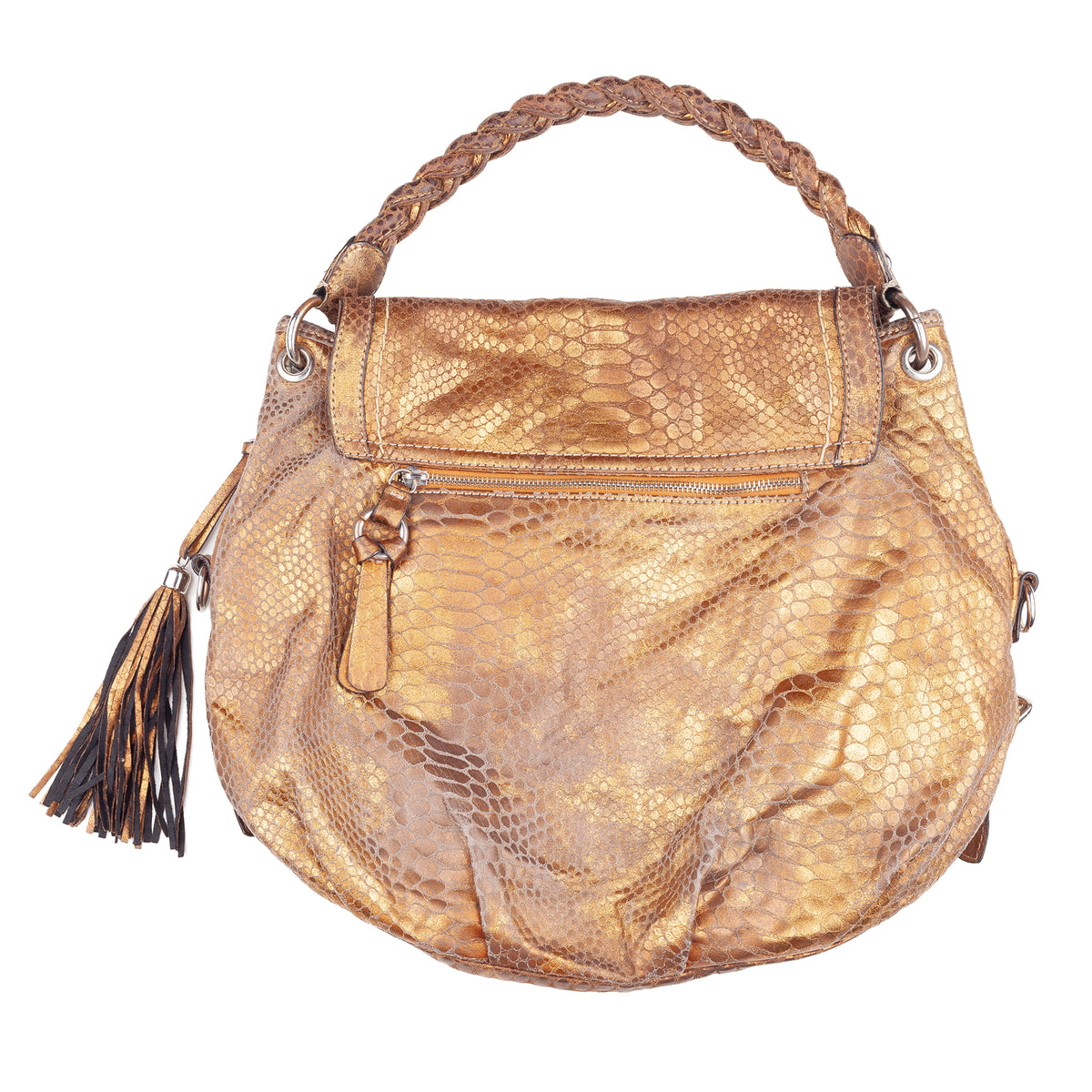GUESS Vintage Metallic Gold Snakeskin-Effect Shoulder Bag