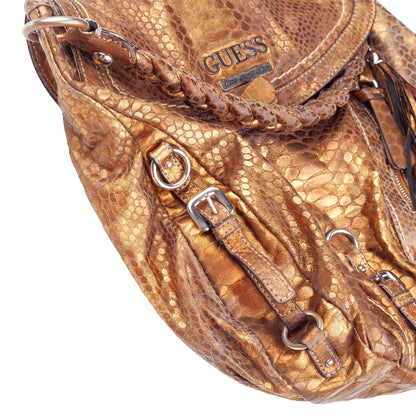 GUESS Vintage Metallic Gold Snakeskin-Effect Shoulder Bag
