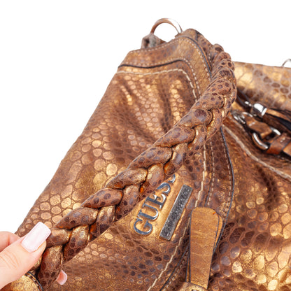 GUESS Vintage Metallic Gold Snakeskin-Effect Shoulder Bag