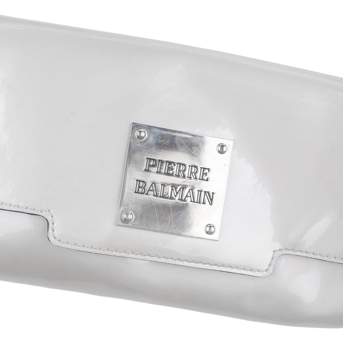 Pierre Balmain White Patent Leather Wrist Cuff Clutch Bag