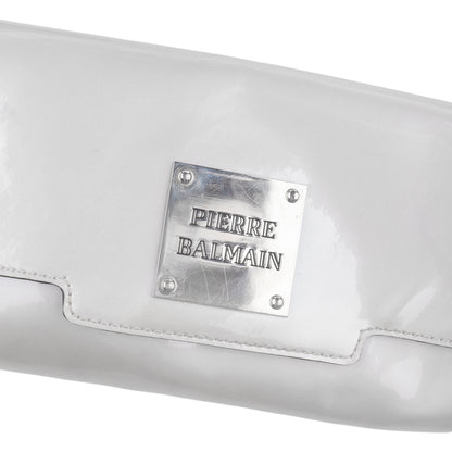 Pierre Balmain White Patent Leather Wrist Cuff Clutch Bag