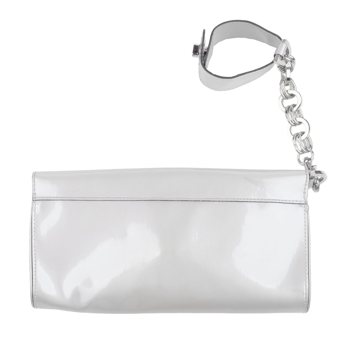 Pierre Balmain White Patent Leather Wrist Cuff Clutch Bag
