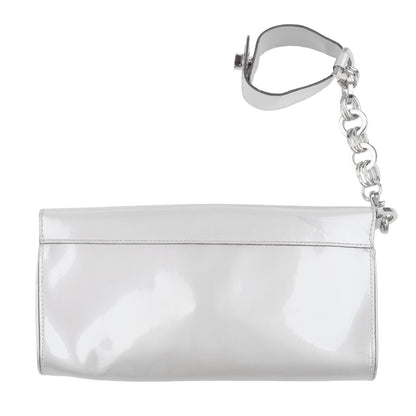 Pierre Balmain White Patent Leather Wrist Cuff Clutch Bag