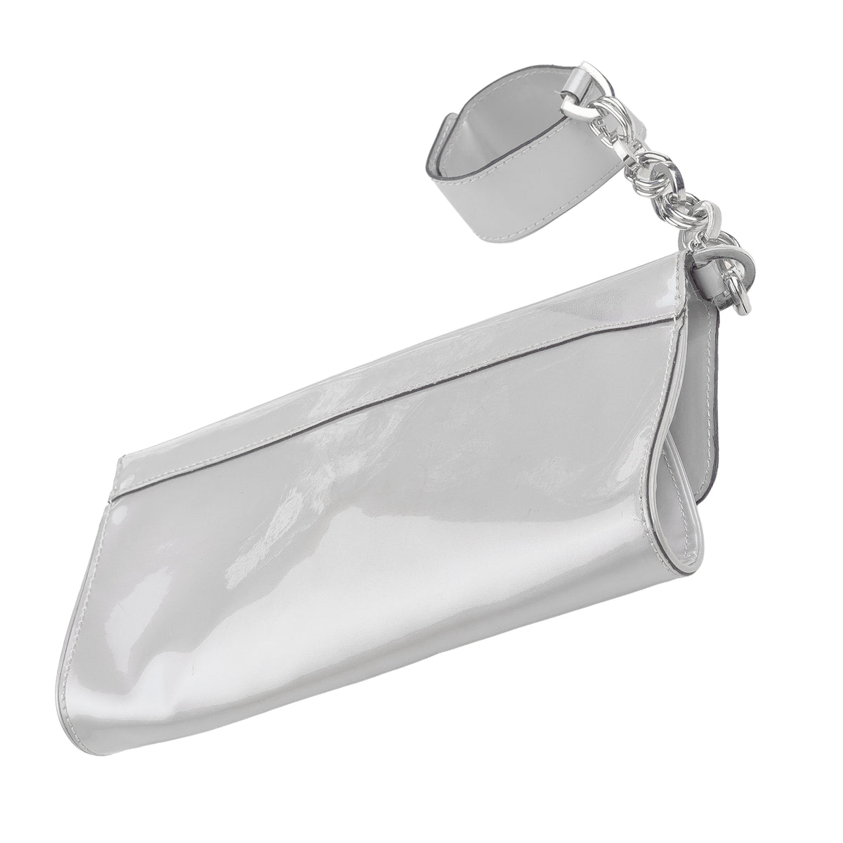 Pierre Balmain White Patent Leather Wrist Cuff Clutch Bag