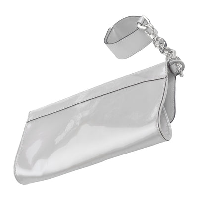 Pierre Balmain White Patent Leather Wrist Cuff Clutch Bag