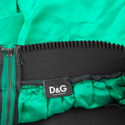 D&G Dolce & Gabbana Emerald Green Satin Bubble Mini Skirt