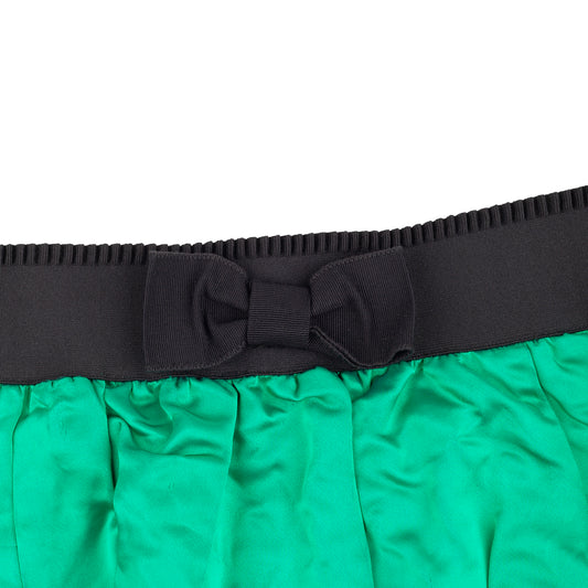 D&G Dolce & Gabbana Emerald Green Satin Bubble Mini Skirt