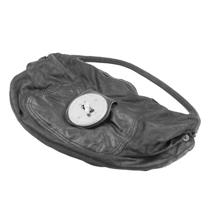 Diesel Black Coated Canvas Shoulder Bag with Oversized Turn-Lock