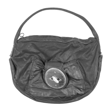 Diesel Black Coated Canvas Shoulder Bag with Oversized Turn-Lock