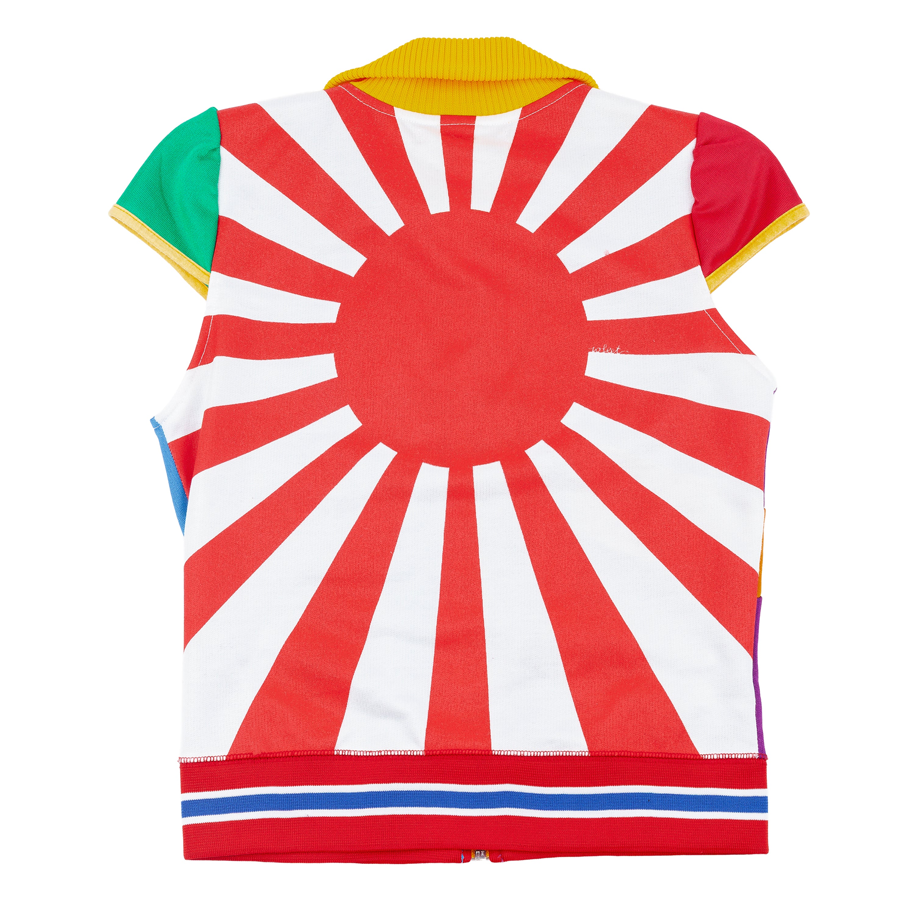 10 Feet Vintage Multicolor Flag Print Zip-Up Top
