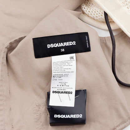 DSQUARED2 SS2016 Beige Distressed Halter Vest with Mesh Racerback